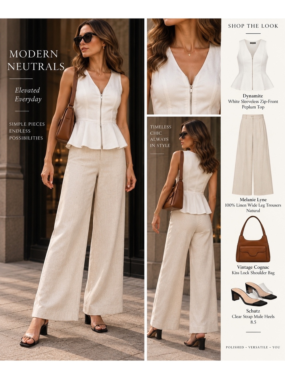 Melanie Lyne 100% Linen Wide Leg Trousers Natural Size 2